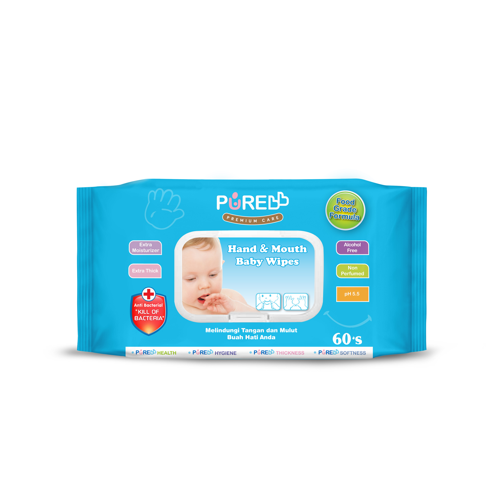 PUREBB HAND AND MOUTH BABY WIPES PUREBB